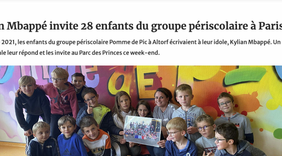 Kylian Mbappé invite 28 enfants du périscolaire Pomme d’Altorf à Paris